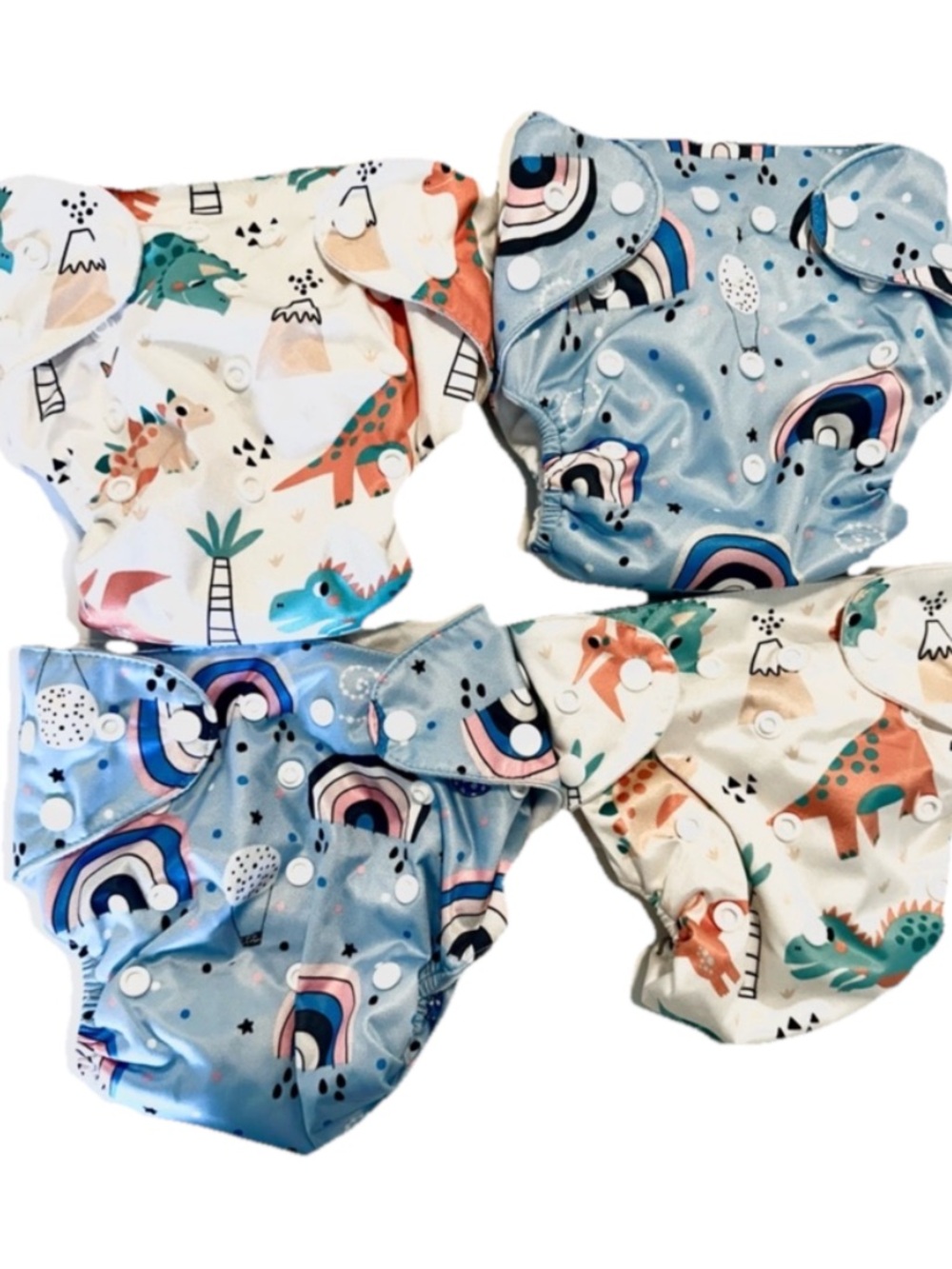 Cloth Diapers (4 Pack) | Reusable Adjustable Baby Diaper Covers | Rainbow Print